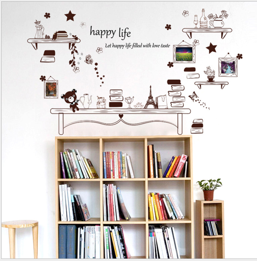 [HCM]Decal giấy dán tường Happy life WD20
