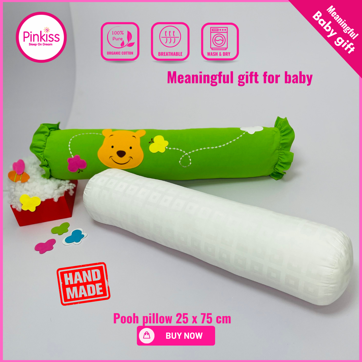 Gối ôm PINKISS trẻ em kích thước 25x75cm