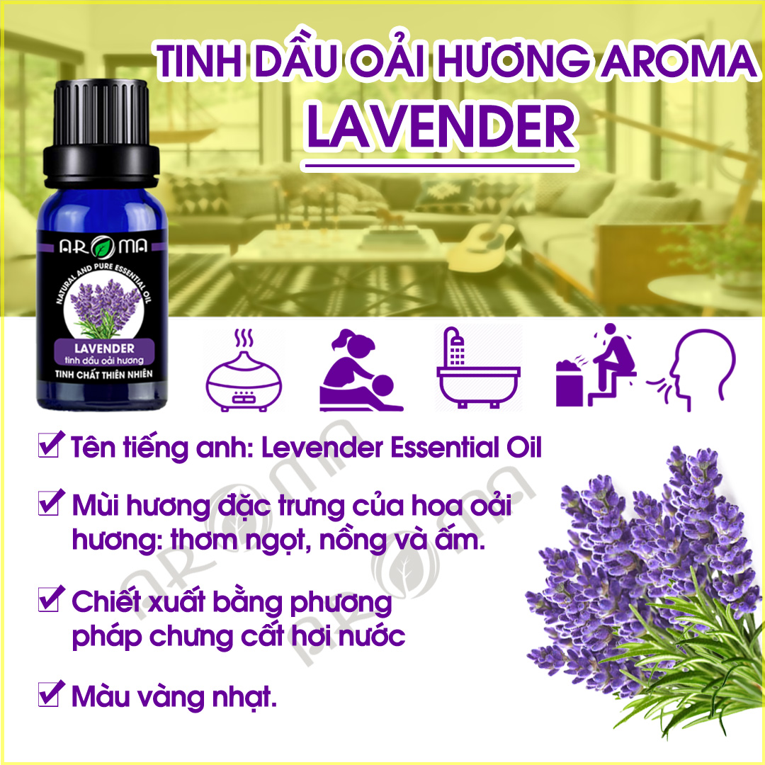Tinh dầu hoa oải hương AROMA lavender essential oil, tinh dầu tự khuếch tán chai kim cương treo ô tô, treo thơm phòng