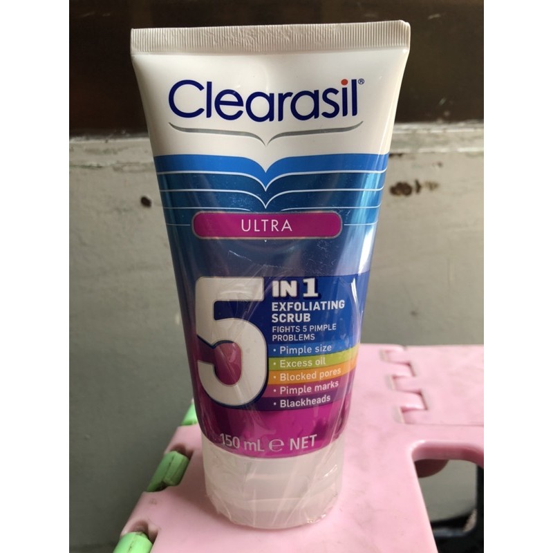 [Bill Úc] Sữa Rửa Mặt Làm Sạch Sâu Se Khít Lỗ Chân Lông Clearasil Ultra 5 In 1 Exfoliating Scrub 150Ml