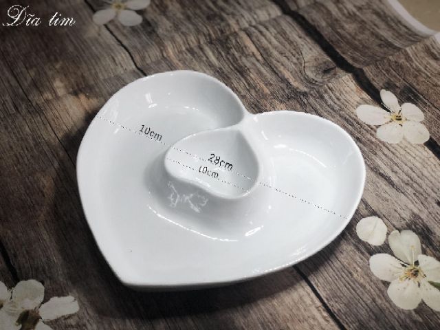 Đĩa tim sứ trắng Bát Tràng (hàng đẹp)