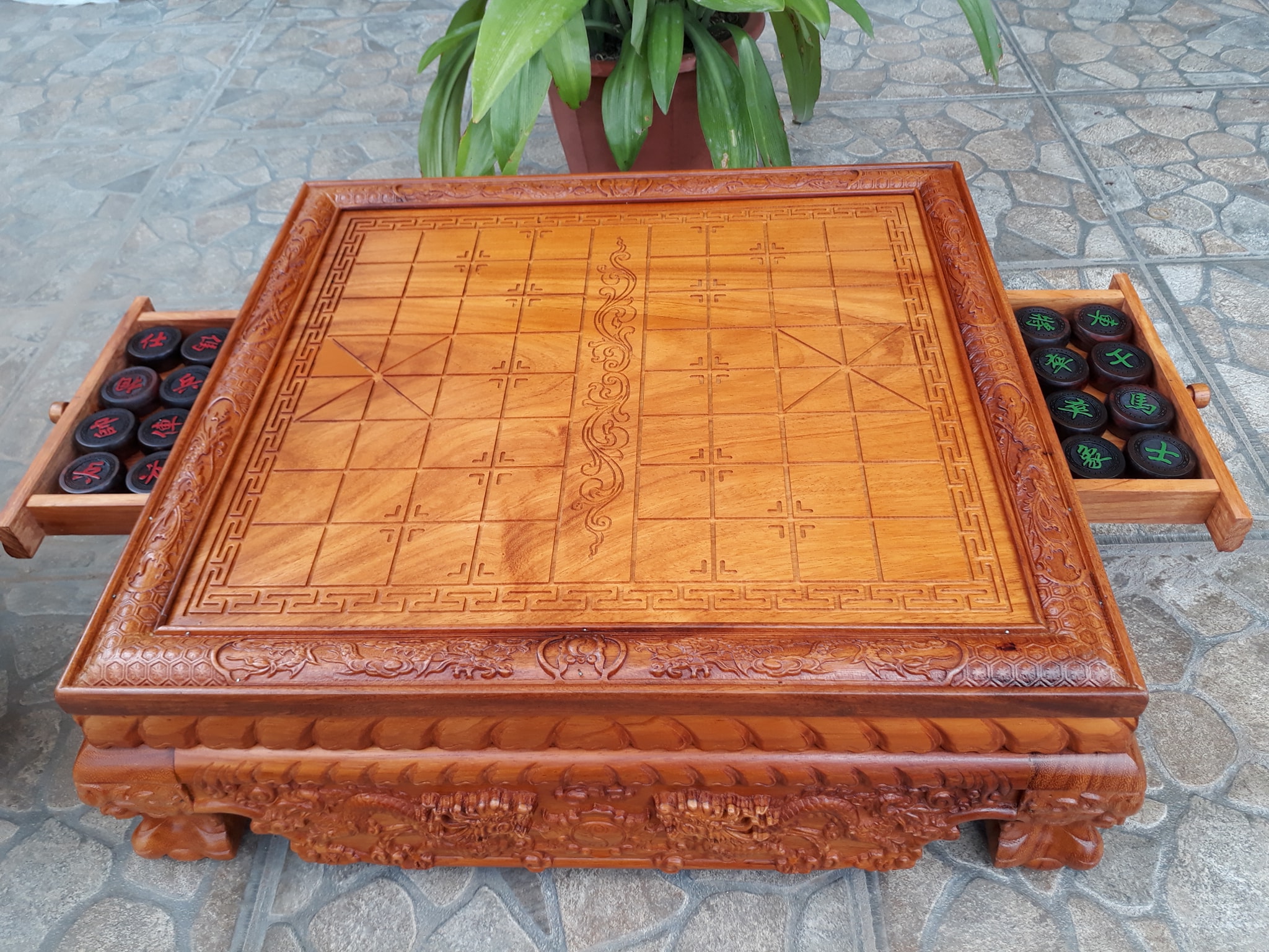 Bàn Cờ Tướng Gỗ Gõ Cao Cấp [ chỉ bàn chưa quân ]