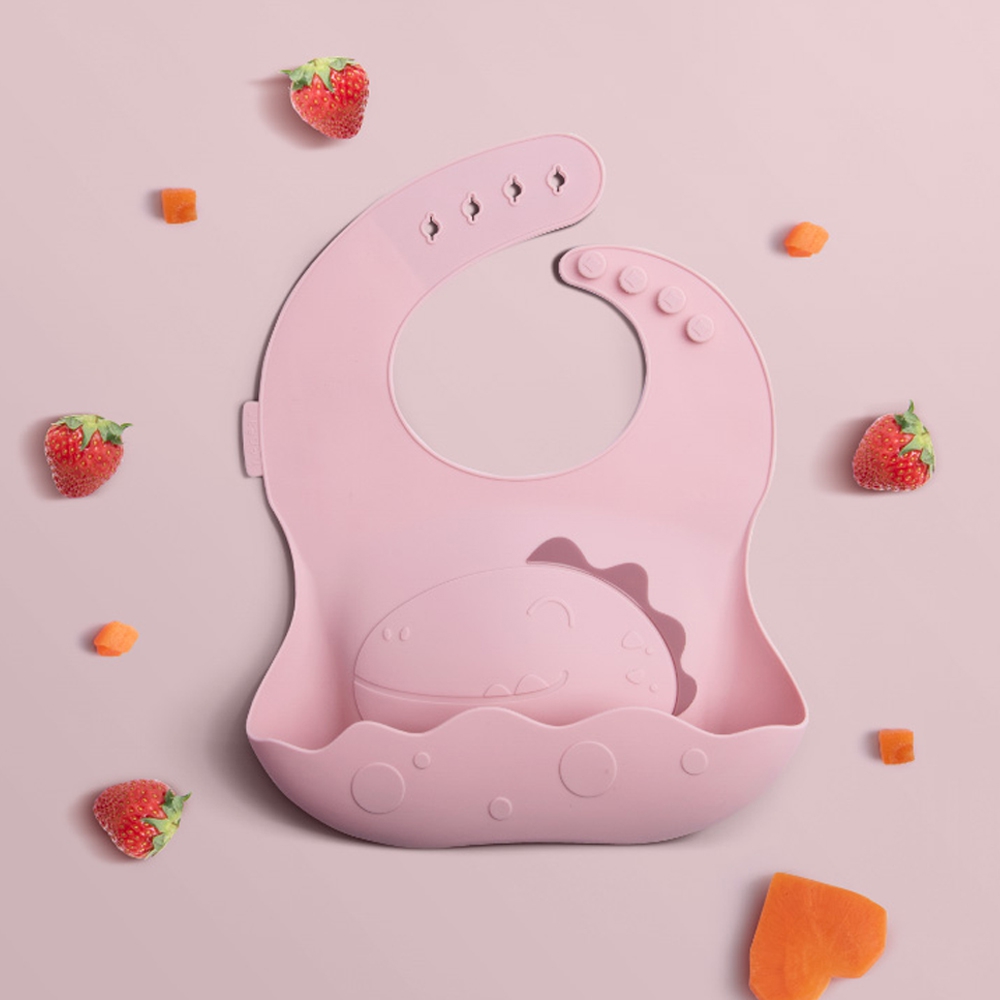 Yếm ăn dặm silicone Bebear (Hồng, BWF108)
