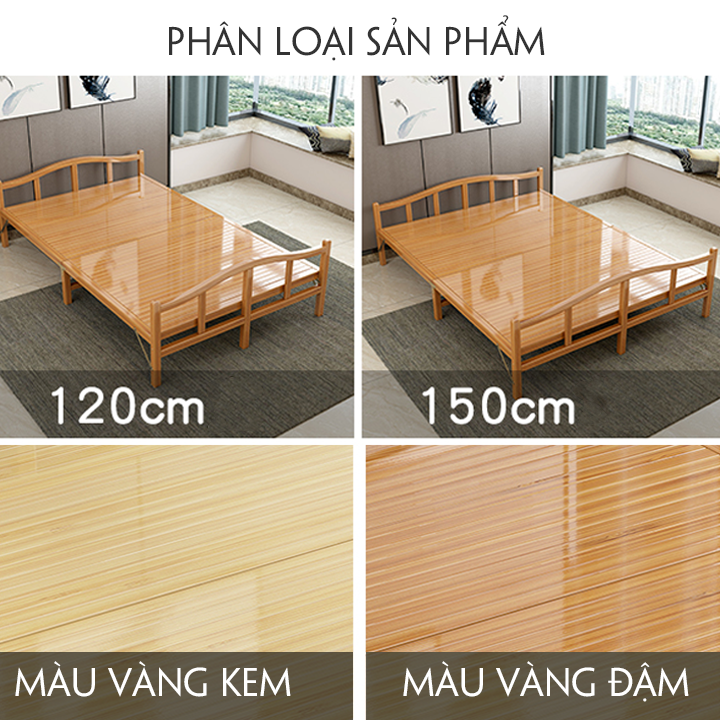 Portable Folding bamboo bed any age (120cm ~ 150cm)