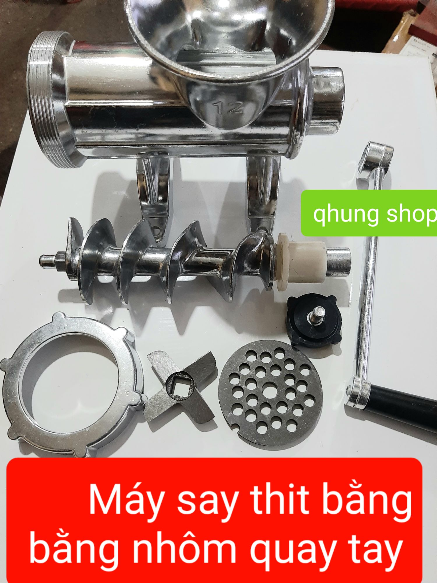 Máy xay thịt,cua, cá cơ đại bằng nhôm quay tay máy 12