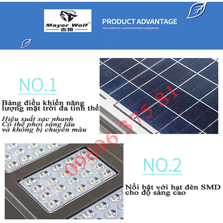 Đèn năng lượng mặt trời 60W liền thể