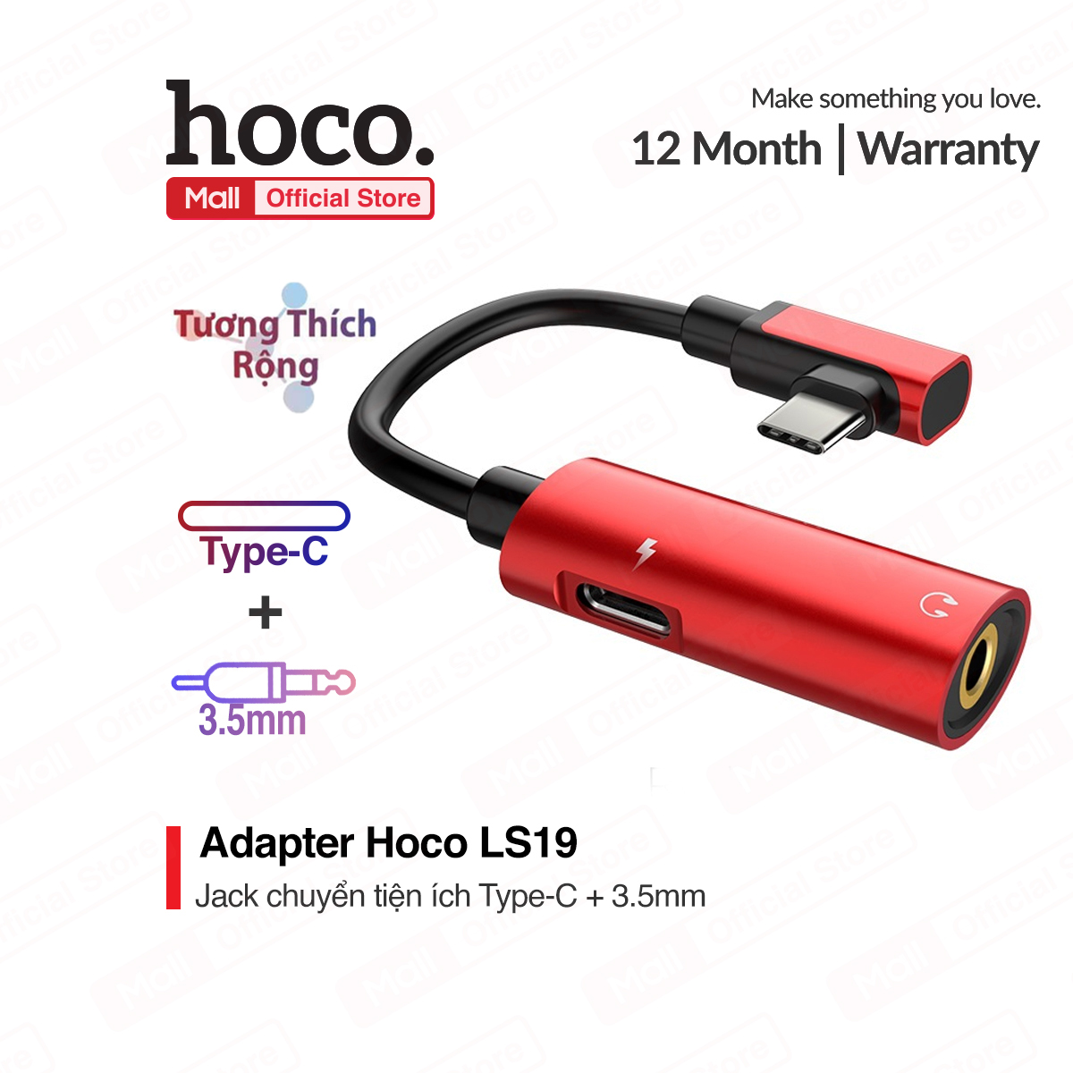 [HCM]Cáp chuyển đổi Hoco LS19 từ USB Type-C sang USB Type-C + Audio 3.5mm