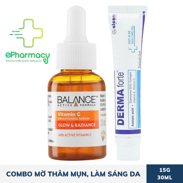 Combo Balance Vitamin C Serum [30ml] + Derma Forte [15g] mờ thâm mụn, làm sáng da