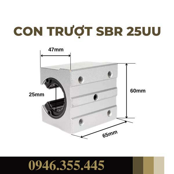 Ty trượt sbr16 20 25 30 vòng bi con trượt tròn cho ray trượt tròn có đế
