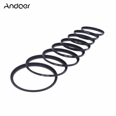 Andoer 8pcs Filter Step Up Rings Adapter 49-52-55-58-62-67-72-77-82mm 49mm-82mm