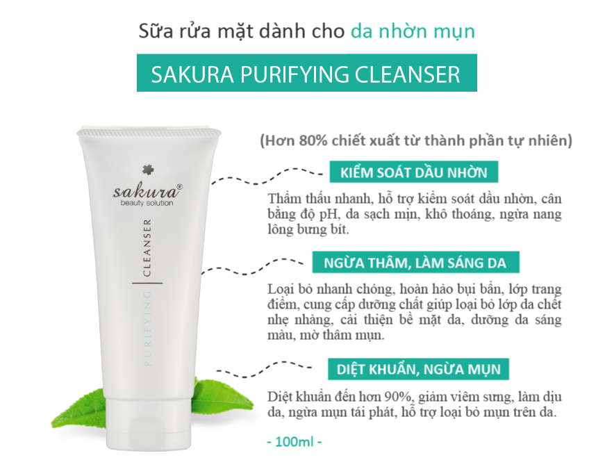 [HCM]Sữa rửa mặt dành cho da dầu mụn Sakura Deep Purifying Cleansing Foam