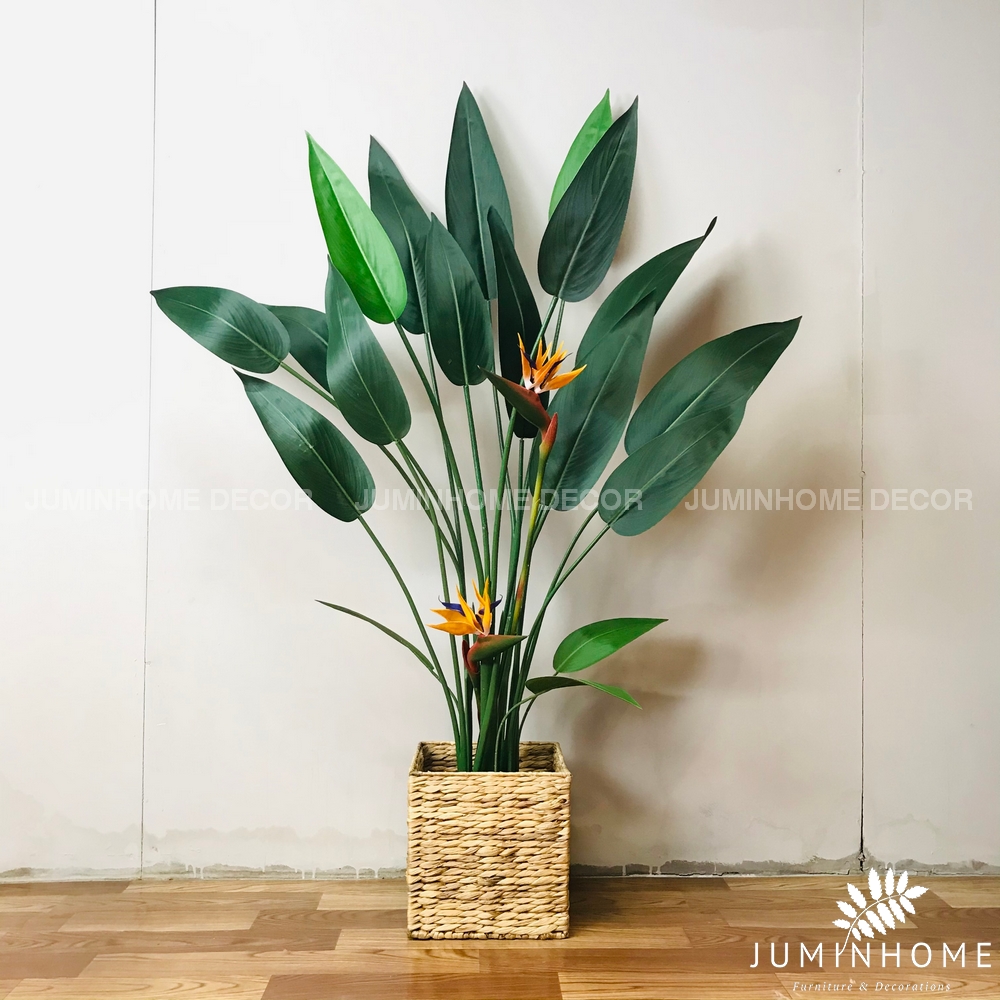 Giỏ cói Decor trang trí trồng Cây giả