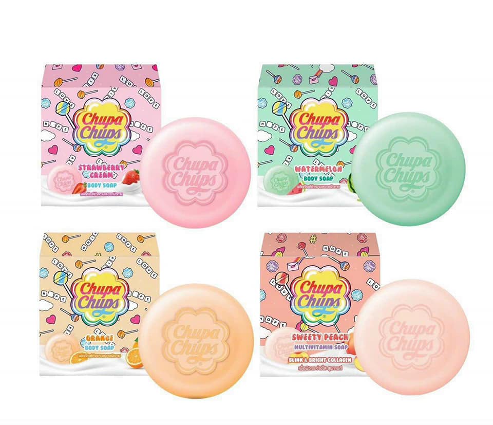 01 Xà Bông Kích Trắng Da Trái Cây Chupa Chups Orange Multivitamin Soap Thái Lan 80gram