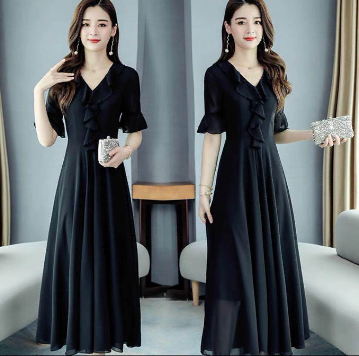 Đầm xòe voan cổ tim dự tiệc siêu dễ thương