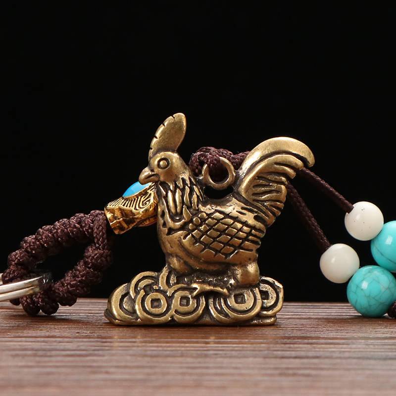Móc khóa phong thủy theo tuổi 12 con giáp bằng đồng thau cao cấp - đồ chơi phong thủy