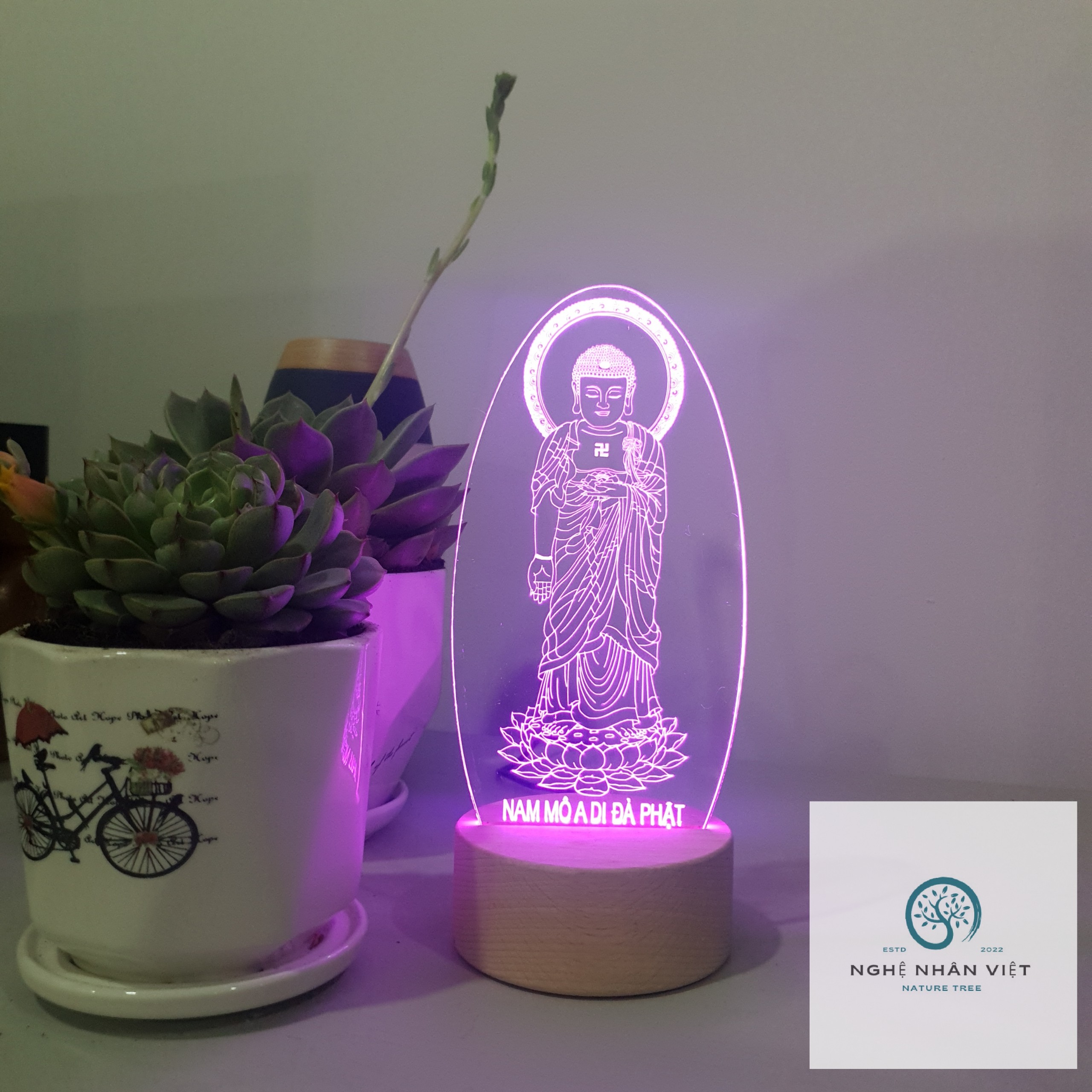 Đèn 3d Phật A Di Đà Đứng