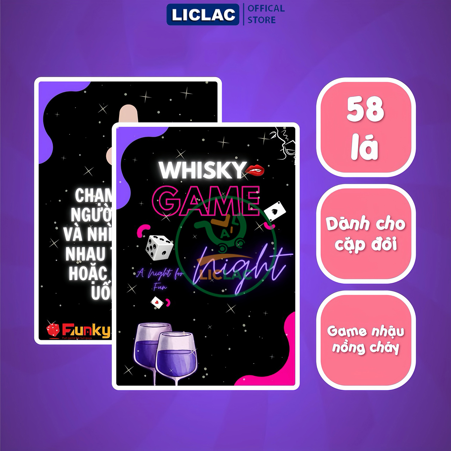 Bộ bài Whisky 58 Lá - Drinking Game For Couple, Bài Nhậu phiên bản dành cho Cặp Đôi có một đêm nồng cháy