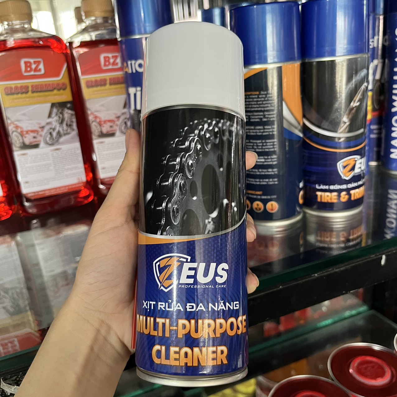 Chai xịt rửa sên zeus 400ml, vệ sinh sên, tẩy dầu mỡ, chăm sóc xe