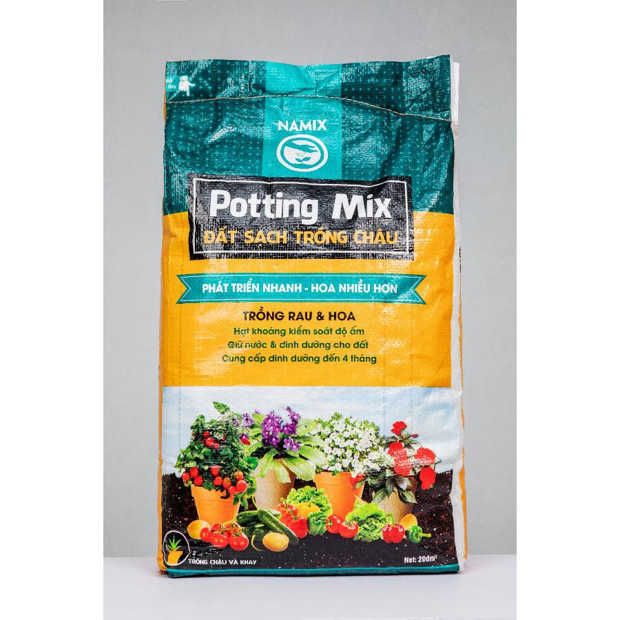 Đất trộn trồng cây, trồng hoa hồng - Đất sạch cao cấp Namix trồng hoa bao 20 lít/ đất trồng rau cao cấp Namix