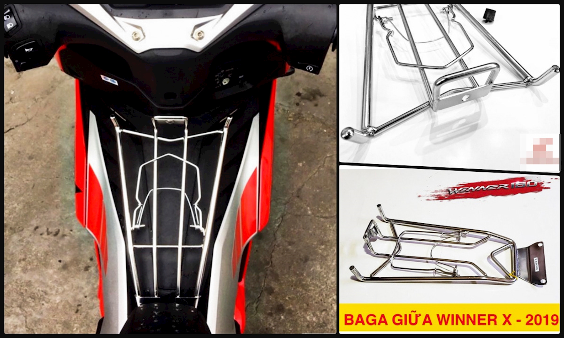 Baga giữa Inox 10ly Xe Winner X V2, V3- SUPERMARKET QUỐC BẢO CAO CẤP