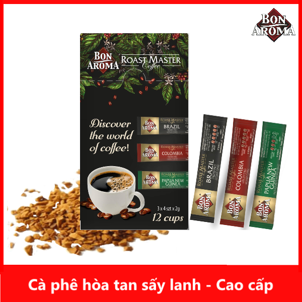 Hộp cà phê hòa tan sấy lạnh - 12 gói - Bon Aroma Roast Master