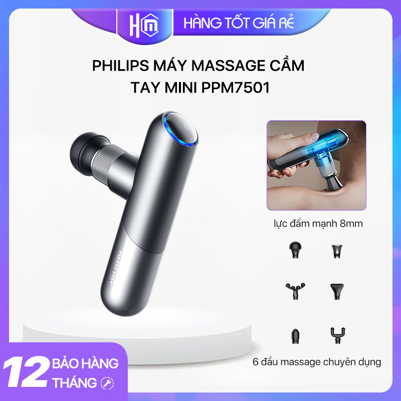 Philips máy massage cầm tay mini ppm7501-6 đầu massage chuyên dụng, lực đấm mạnh 8mm