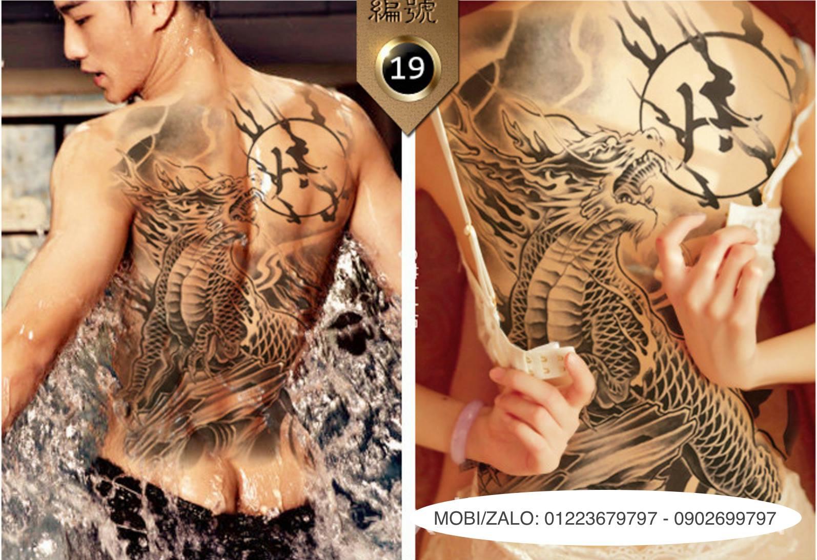 [HCM]Hình xăm dán tattoo cao cấp kín lưng 34x48cm KÌ LÂN GẦM THÉT