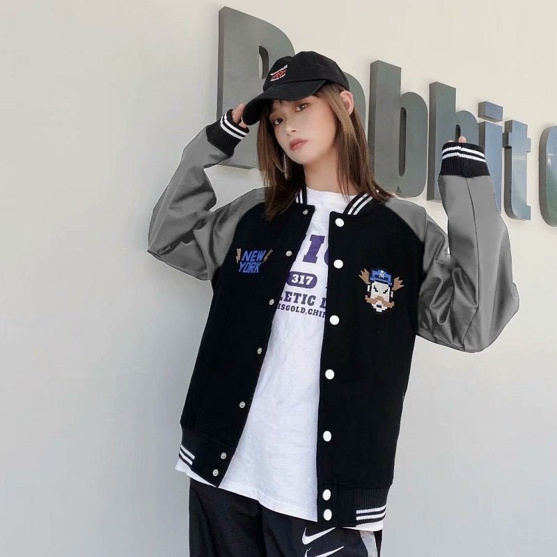 [HCM]Áo Khoác Dù Bomber 2 Lớp Nữ Dày Dặn Phối Logo Thêu Cực Đẹp Mắt Mẫu Mới 2021