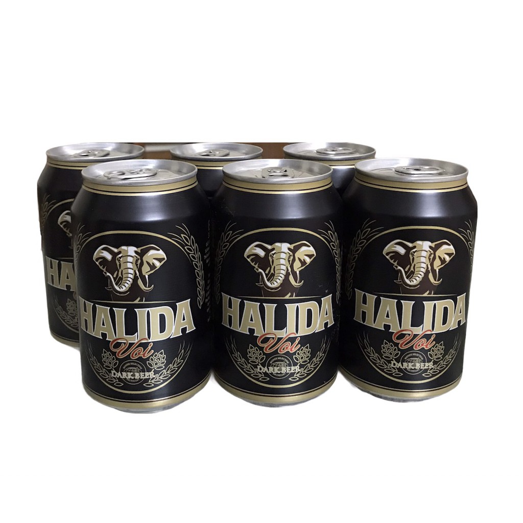 Bia Halida dark lon - bia Voi đen - lốc 6 lon 330ml