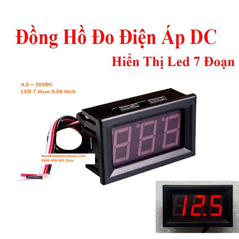 Đồng Hồ Led Báo Điện Áp 4.5 - 30 VDC, Đo Điện Áp Một Chiều (Đo Volt DC)