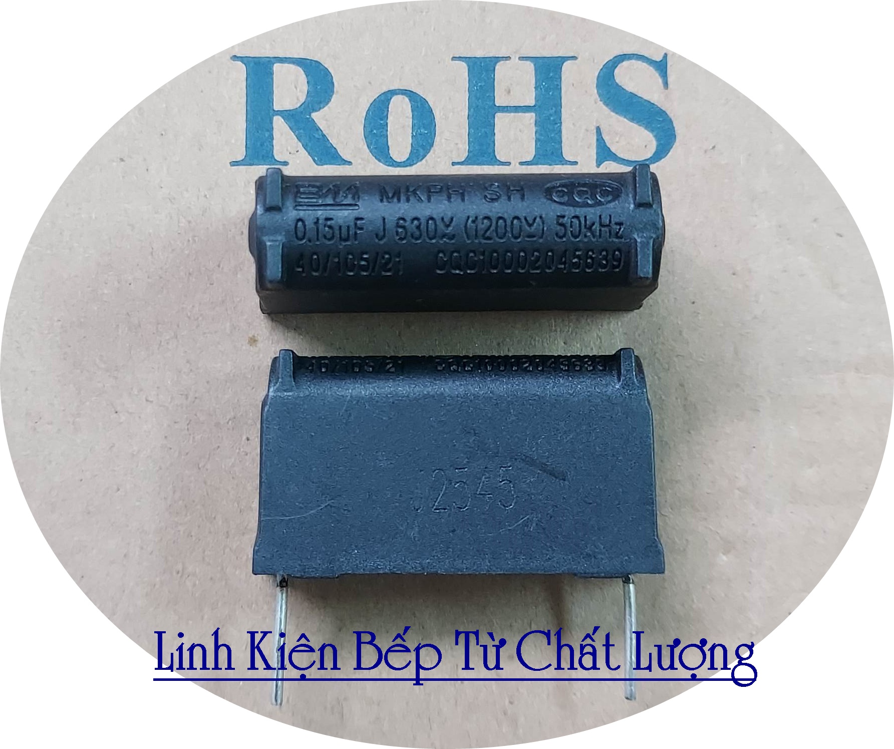 Tụ Bếp Từ MKPH 0.15UF 630VAC 1200VDC Dáng Đứng, Mới.