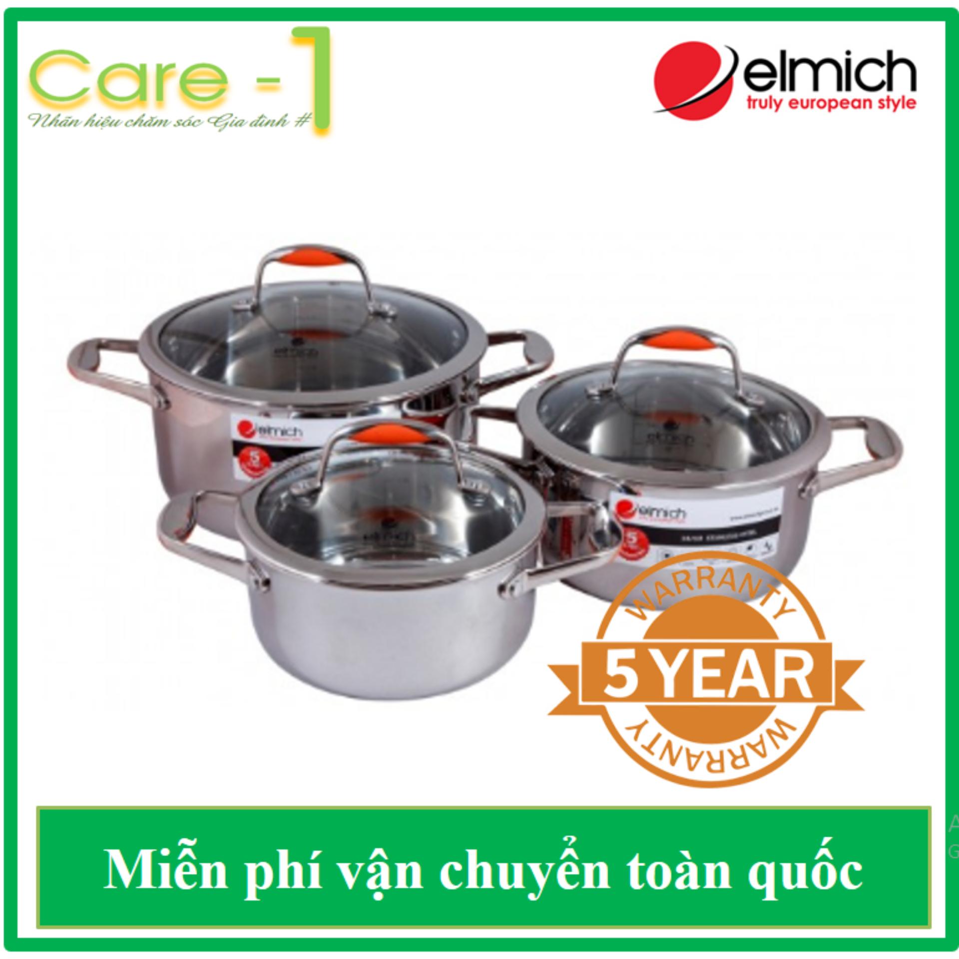 BỘ NỒI ELMICH MATADOR CAO CẤP 3 CHIẾC EL0123 -  BẢO HÀNH 5 NĂM