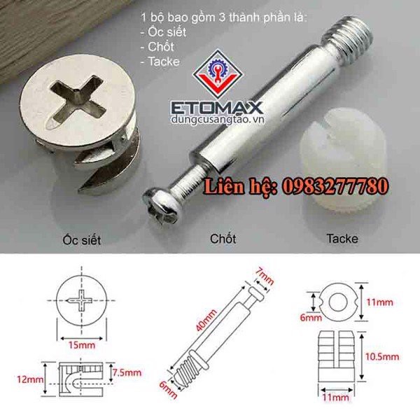 Bộ 50 chốt liên kêt ốc cam