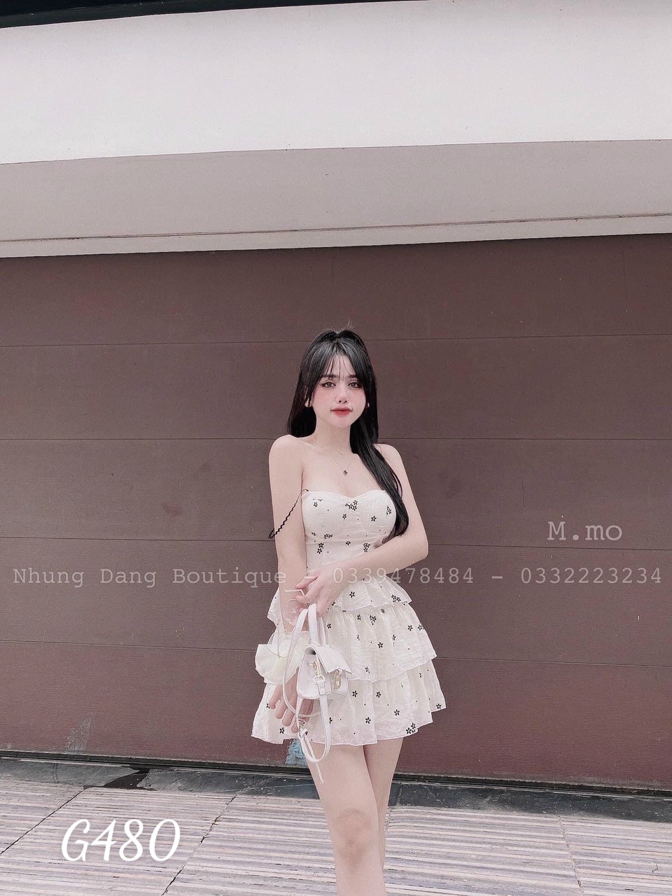 Đầm 2 dây nữ xếp tầng voan hoa cúp ngực dạo phố dự tiệc g480