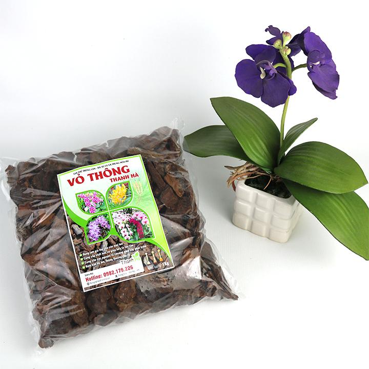 Giá thể vỏ thông Thanh Hà trồng Lan kích thước 1x1 cm gói 1 kg