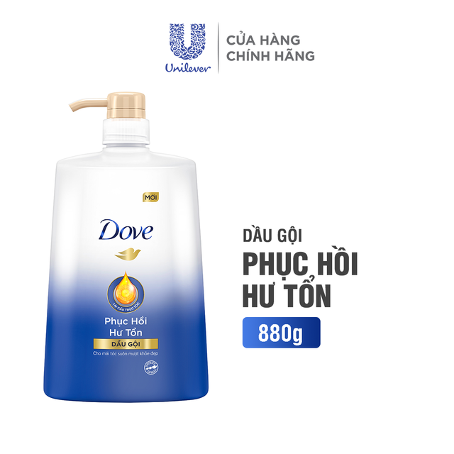 Dầu gội dove 880g- phục hồi hư tổn -cho tóc suôn mượt, khỏe đẹp
