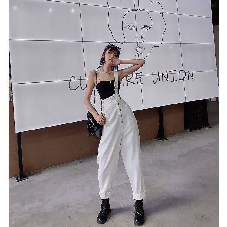 Quần Yếm Denim Cạp Cao Hottrend 2021