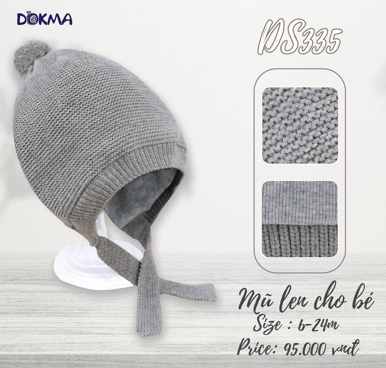 Ds339 - ds335 mũ len cài khuy/ cột dây sơ sinh bé trai/ bé gái dokma