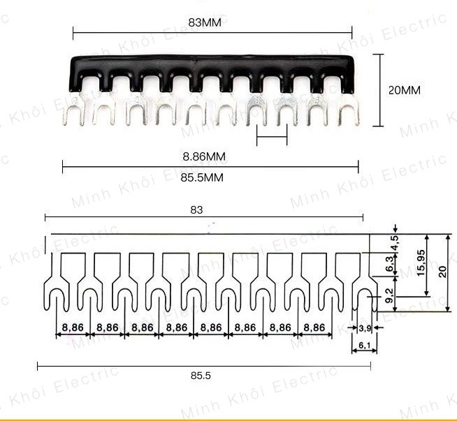 Thanh dăm cài cầu đấu, thanh nối tắt cầu đấu, lược cài, dăm y, short bar domino, jump domino