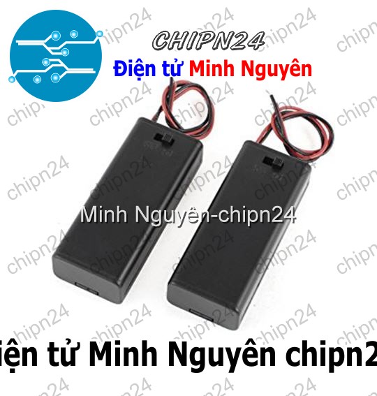 [1 cái] (C21) Hộp Đế pin 2 viên AAA (có nắp, có công tắc) - HH002029