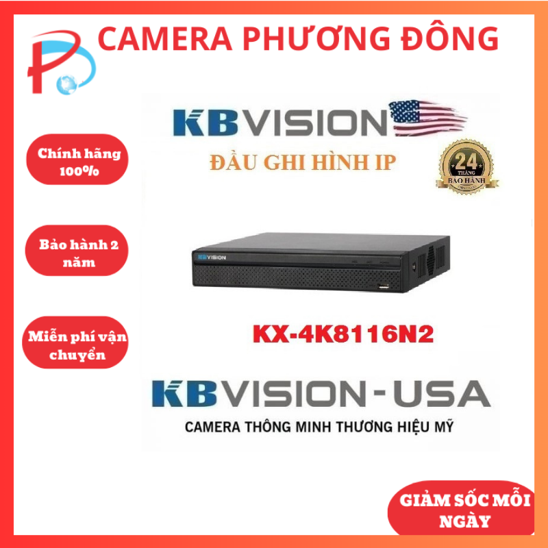 Đầu ghi hình camera ip 16 kênh kbvision kx-c4k8116sn2 độ phân giải lên đến 8 megapixel, băng thông tối đa 80mbps - hàng chính hãng