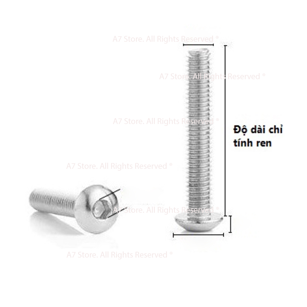 Bulon (Ốc) Lục Giác INOX 304 ĐẦU DÙ M6 CD1029