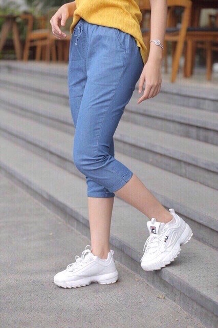 quần baggy bò giấy cạp chun