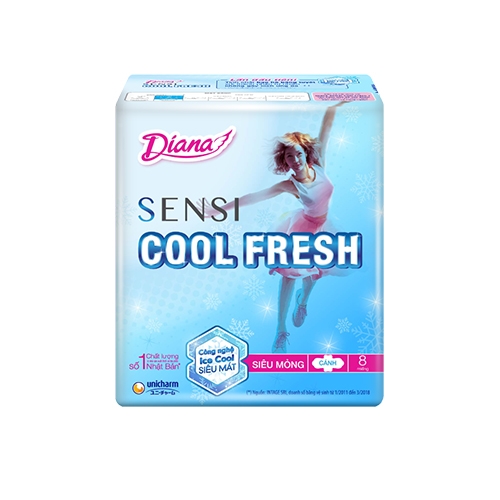 Lô 6 gói BVS Diana Sensi Cool Fresh siêu mỏng cánh 8 miếng