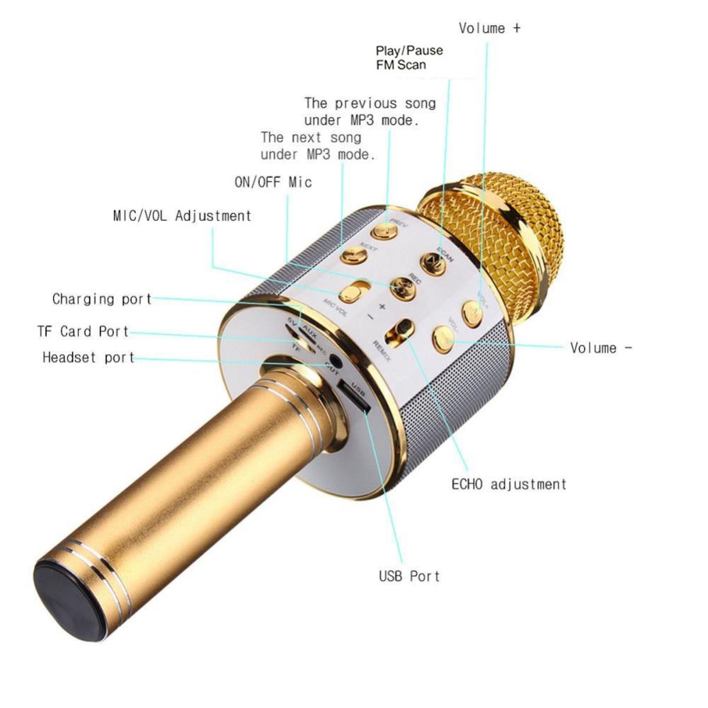 Mic Kèm Loa Bluetooth WS-858 Đa Năng 6 in 1