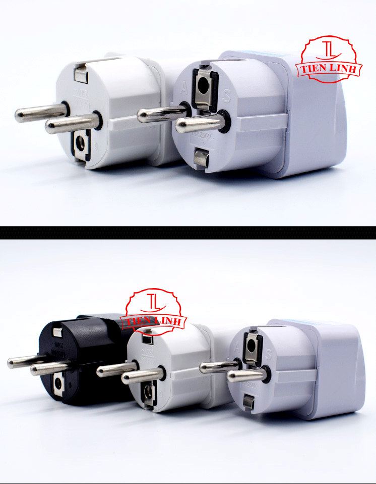 Phích cắm chuyển 2 chấu sang 3 chấu từ 0 - 250V tiện dụng