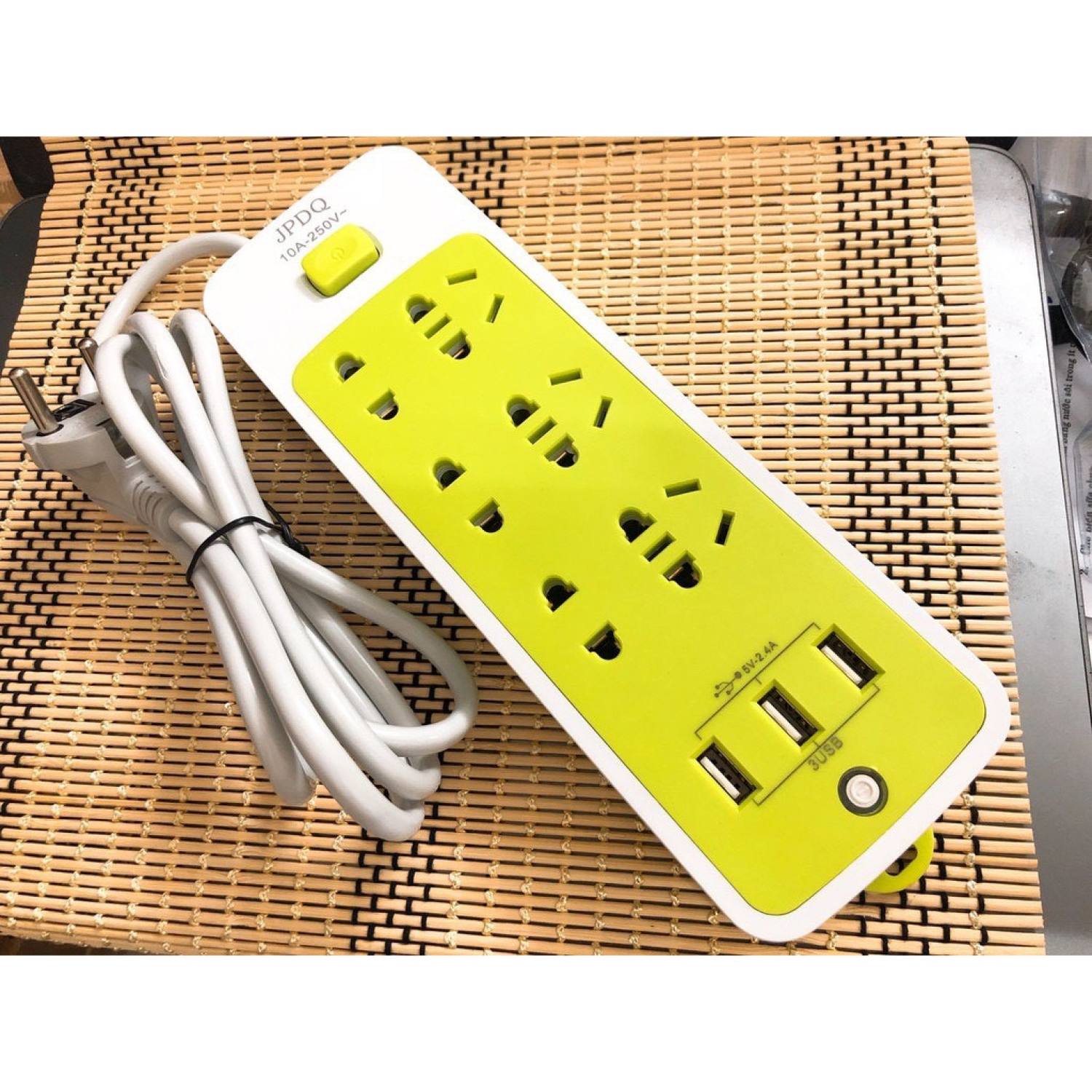 Ổ Điện Xanh Đa Năng 6 Ổ Cấm,3 Cổng USB