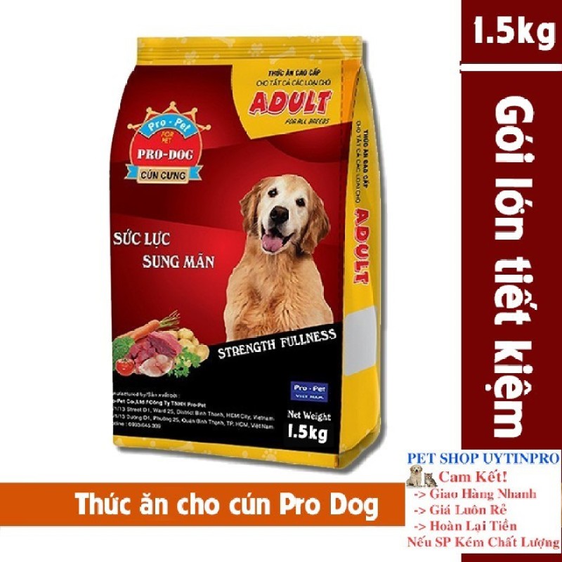 THỨC ĂN CHO CHÓ Pro-Dog Adult Dạng hạt Túi 1.5kg Xuất xứ Pro-Pet Việt Nam