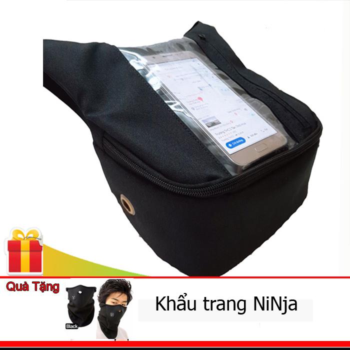 [Quà tặng Khẩu Trang Ninja]Túi treo đầu xe máy MBS004 treo điện thoại đứng vải bố Sunha chuyên dùng cho Grab, bee, ahamove, xe ôm công nghệ +SIGATO SGT 1239