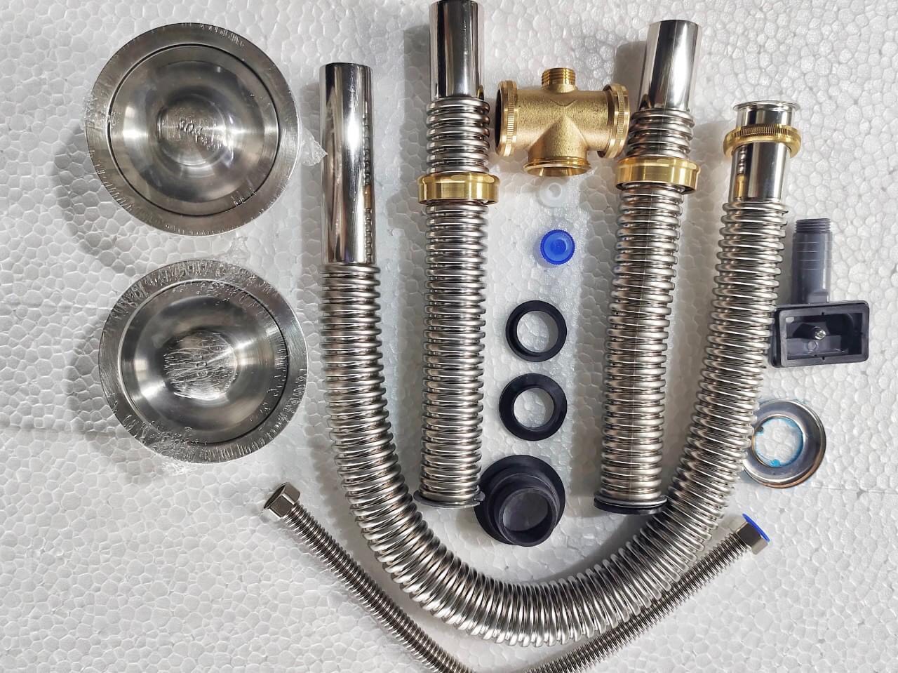 Xi phông xả chậu rửa bát đôi bằng inox